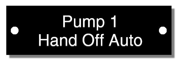 Engraved pump hand off auto selector switch label
